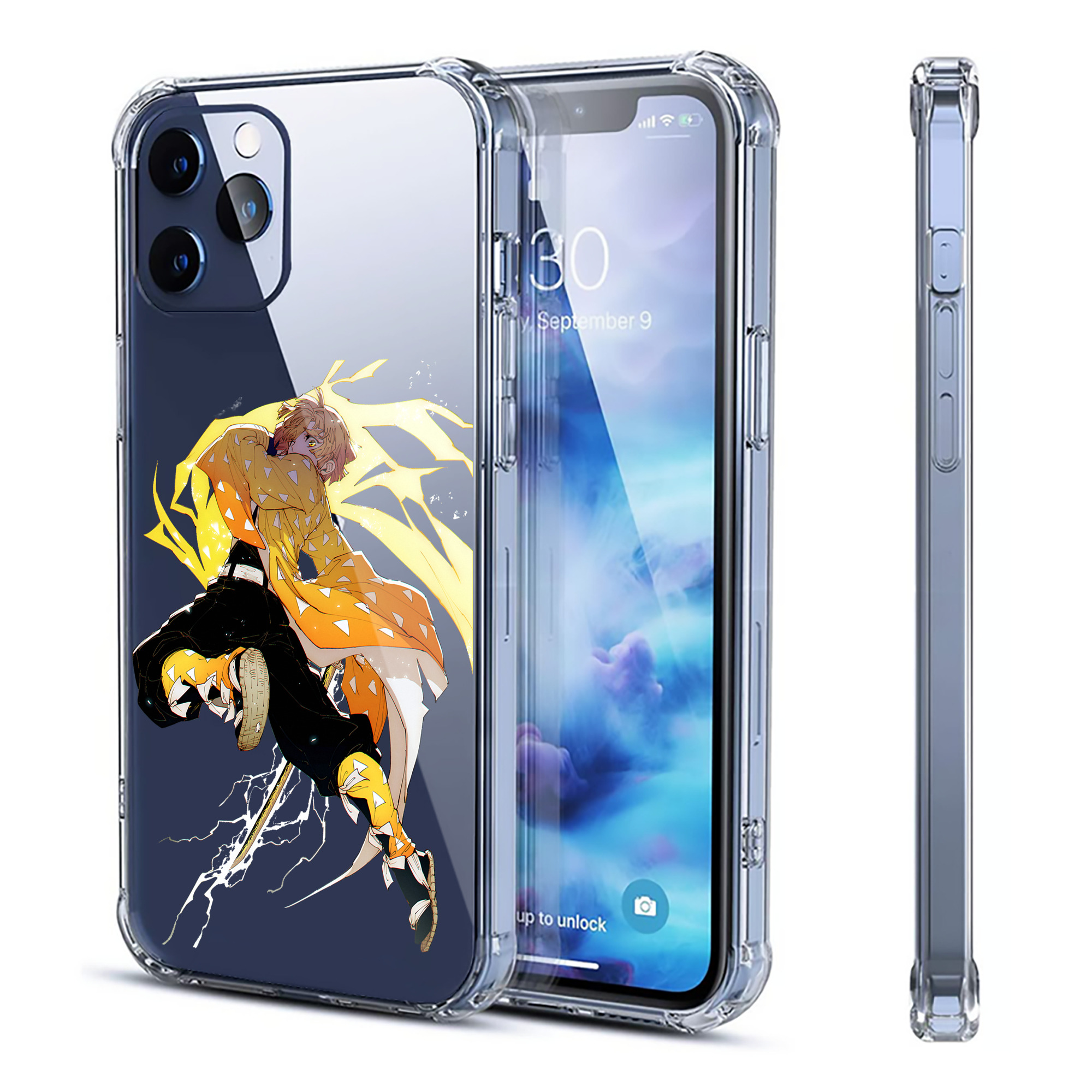 （画像用） 鬼滅の刃（きめつのやいば）我妻 善逸／あがつま ぜんいつ Agatsuma Zenitsu 【iPhone 12シリーズ対応】透明スマホケース（クリアソフトケース）